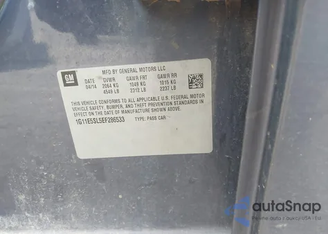 2014 Chevrolet Malibu 2Lt из США, поврежденный, VIN 1G11E5SL5EF286533